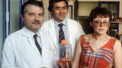 Os professores Luc Montagnier, Jean-Claude Chermann e Françoise Barre-Sinoussi. Foto: AFP