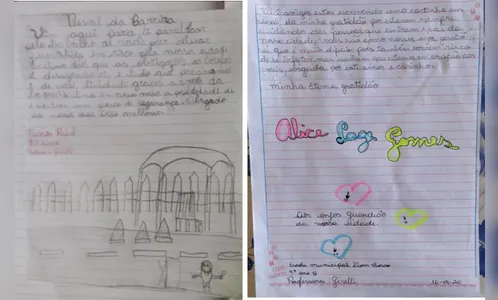Crianças escrevem cartinhas para agradecer profissionais de saúde em Borrazópolis 