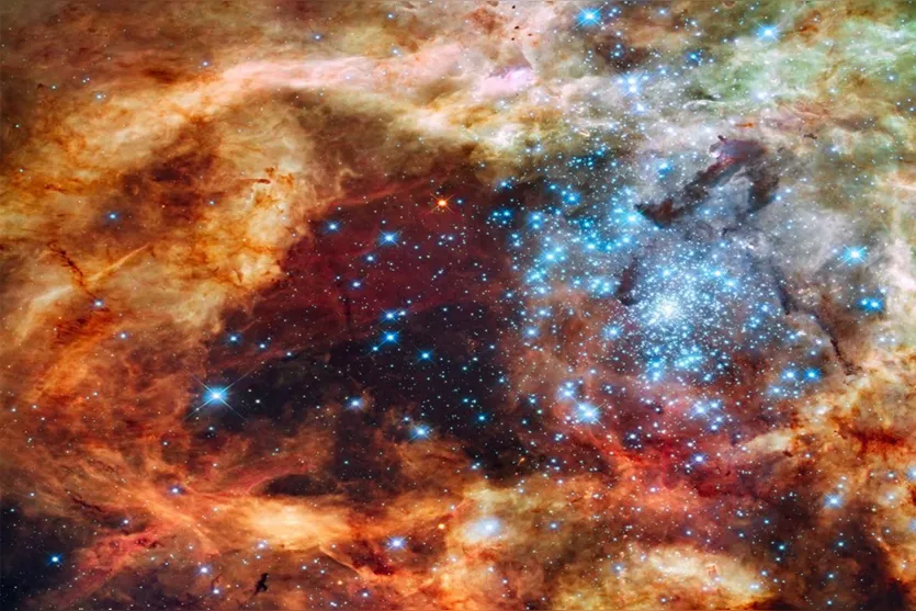  Visão detalhada de berçário estelar localizado a aproximadamente 170.000 anos-luz da terra 