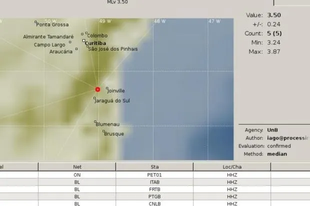 Observatório registrou tremor entre Jaraguá e Joinville - Foto: Obervatório sismológico