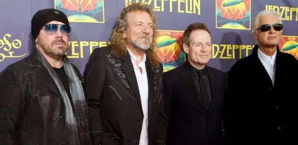 09.out.2012 - O Led Zeppelin, durante o lançamento do DVD "Celebration Day"; da esq. para a dir.: Jason Bonham, Robert Plant, John Paul Jones e Jimmy Page - Foto: Dario Cantatore/Invision/AP, file