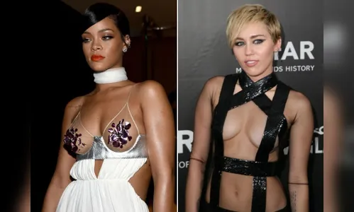 Rihanna e Miley Cyrus deixam muito pouco à imaginação com looks ousados