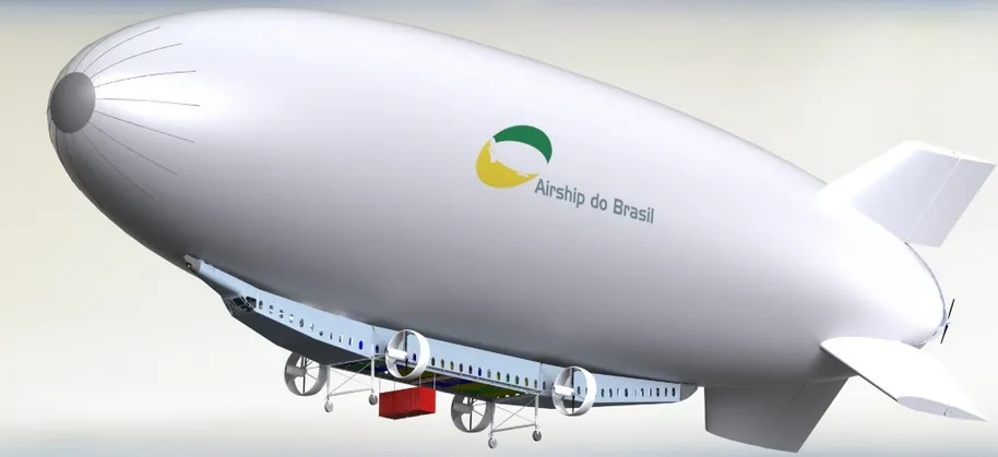 O dirigível da Airship do Brasil voa a uma altitude de até 500 metros, atinge uma velocidade de 120 km/h e tem capacidade de transporte de até 30 toneladas - Foto:Divulgação
