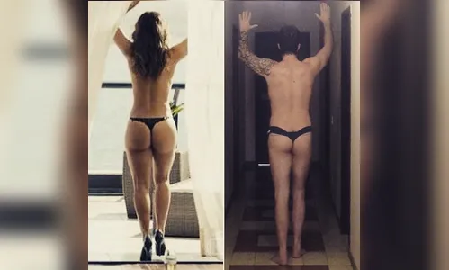 Rafinha Bastos exibe seu bumbum em cena parecida com de Paolla Oliveira 