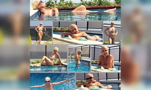 ​De topless, Ana Maria Braga posa à beira da piscina e ganha elogios