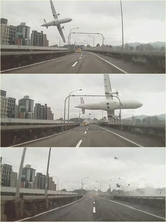 ​Avião da TransAsia cai em rio e deixa mortos em Taiwan - Foto: Reprodução/Twitter/Missxoxo168