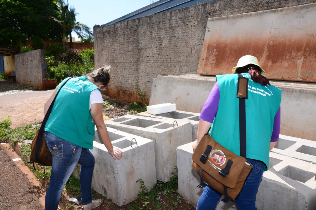 Agentes públicos durante fiscalização para conter avanço da dengue na região de Apucarana - Foto: Delair Garcia