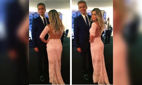 Flávia Alessandra usa vestido decotado em festa de 15 anos da filha