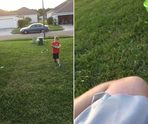 Menino levou a nocaute seu pai enquanto brincavam de jogar beisebol (Foto: Reprodução/YouTube/Winn100's channel)