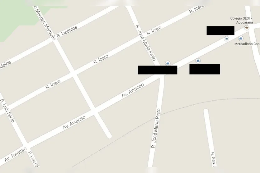  O trecho mostra a a Avenida Aviação (no mapa normal e no google) - Foto: Divulgação Google 
