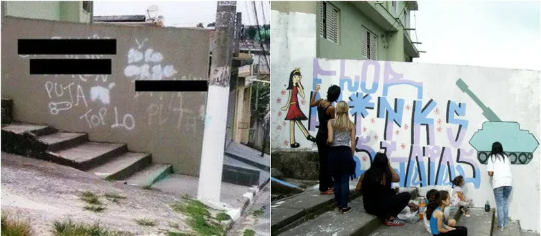 Movimento social fez "grafitaço" para apagar nome exposto na lista das "mais vadias" que circula em escolas de SP Daia Oliver/R7