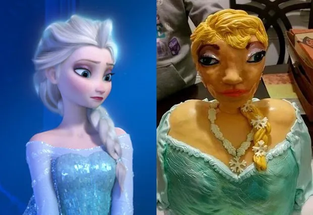 Bolo deveria ficar parecido com a rainha Elsa, de Frozen (Foto: Reprodução/Reddit/Gamebag1)