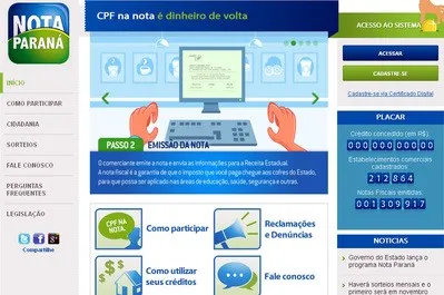 Programa Nota Paraná. No endereço www.notaparana.pr.gov.br, veja como participar da campanha.Foto: Reprodução da página