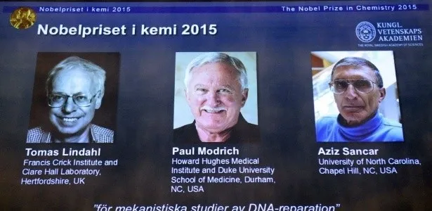 Nobel de Química vai para trio que estudou reparo da molécula de DNA - Foto: noticias.uol.com.br
