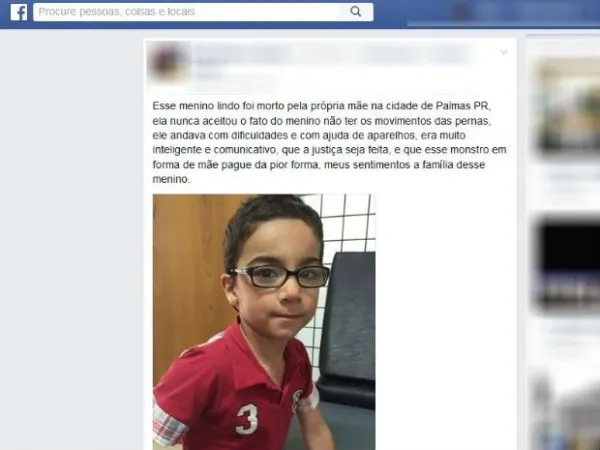 Vitor morreu aos 5 anos – Foto: Reprodução Facebook