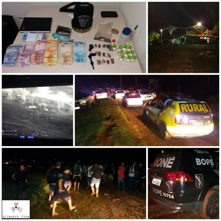 Polícia acabou com festa rave em Londrina - Foto/montagem: Eliandro Piva