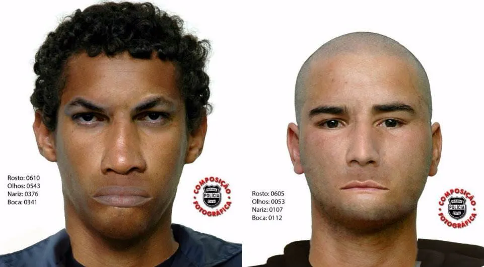 Retrato falado de criminosos que se passaram por policiais para assaltar residência em Curitiba - Foto: Divulgação/Polícia Civil