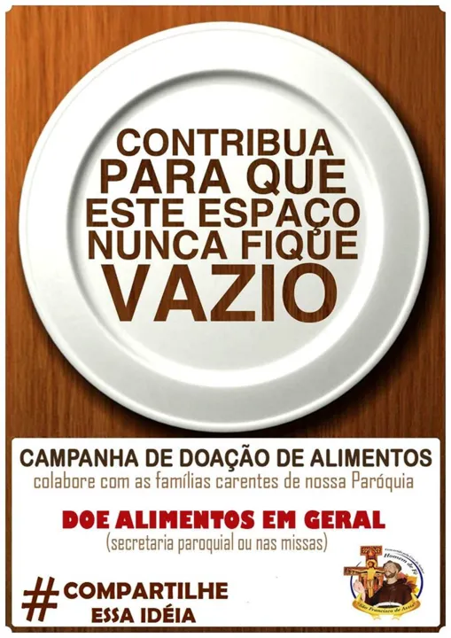 Campanha de doação de alimentos é destinada a comunidade carente da paróquia (Foto: Divulgação/Paróquia São Francisco de Assis)