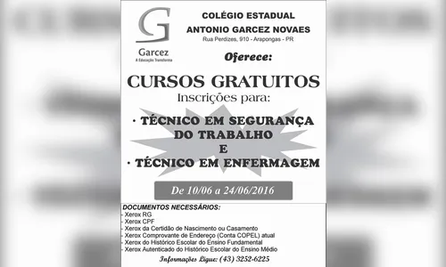 Colégio de Arapongas abre inscrições para cursos técnicos gratuitos 