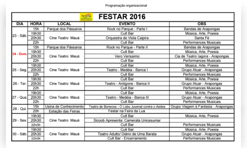 
							Festar inicia programação no dia 1º de julho
						
						