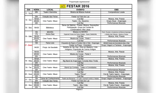 
							Festar inicia programação no dia 1º de julho
						
						