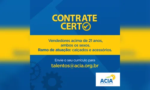 ''Contrate Certo'' abre três vagas para vendedores