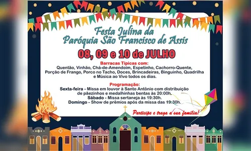 Paróquia São Francisco de Assis realiza festa julina neste final de semana