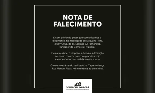 
							Morre em Ivaiporã e empresário Ladslao Gil Fernandes
						
						