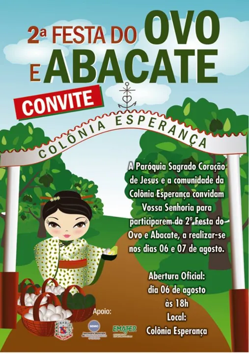 Festa do Ovo e Abacate é realizada através da Associação dos Moradores da Colônia Esperança (Foto - Divulgação)