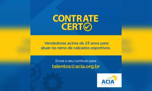 “Contrate Certo” abre vagas para vendedoras de calçados esportivos