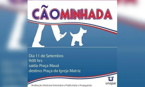 Cãominhada, passeio animal promovido pela Unopar, acontece amanhã em Arapongas 