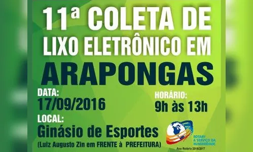 Coleta de Lixo Eletrônico acontece neste sábado em Arapongas 