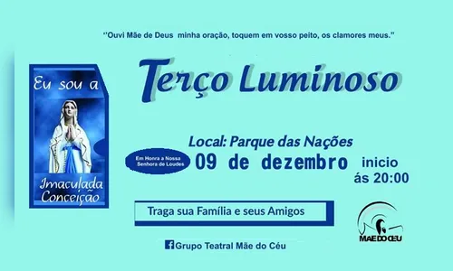 Grupo Mãe do Céu realiza mais uma edição do Terço Luminoso 