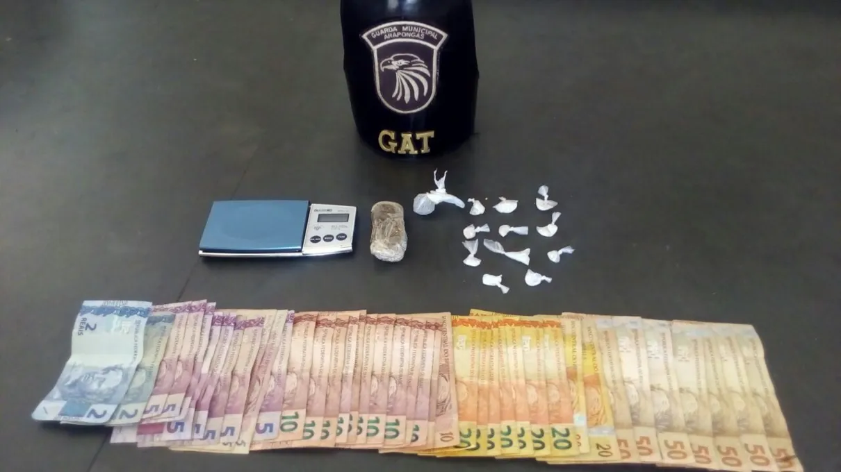 GM apreendeu cocaína, maconha e dinheiro. Foto: Divulgação/GM