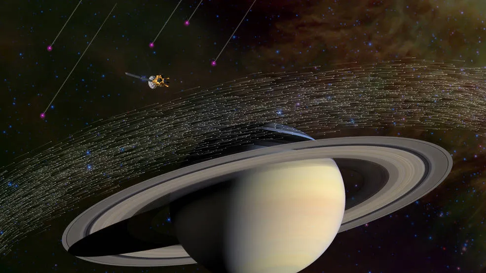 Os cientistas acreditam que esses grãos especiais têm origens interestelares porque se movimentaram muito mais rápido e em direções diferentes em comparação com material empoeirado nativo de Saturno - Foto: NASA/JPL-Caltech