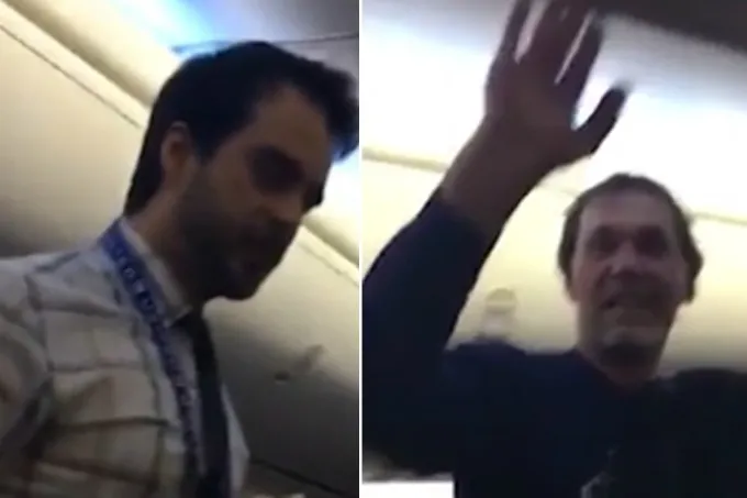 Tripulante quando retirava passageiro de voo nos EU da United Airlines - Imagem: YouTube/Divulgação)