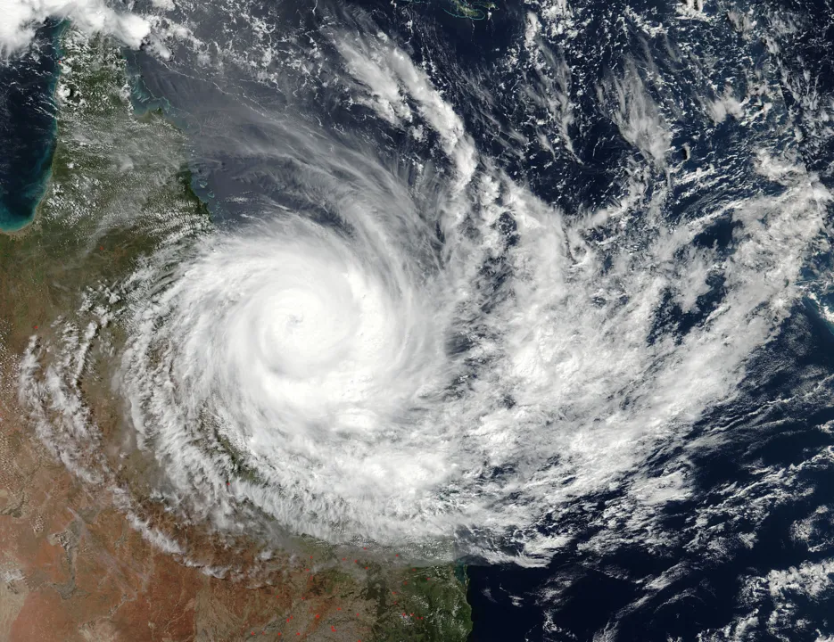Equipamento da NASA capturou imagem do ciclone tropical Debbie sobre a Austrália oriental. Créditos: NASA / NOAA