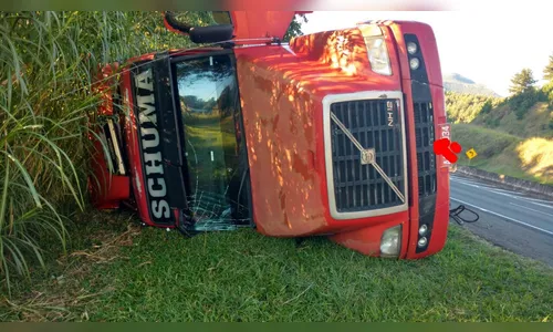 Carreta carregada com frango tomba na BR-376