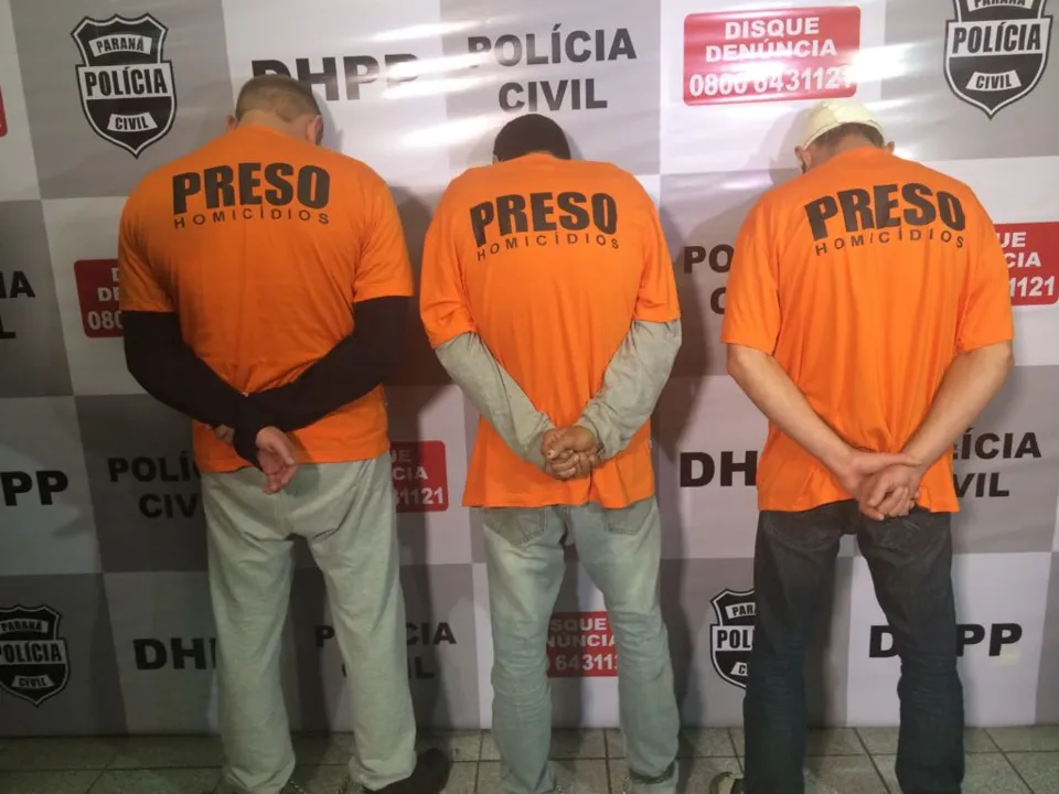 Suspeitos (mandante, intermediário e executor) foram presos em Curitiba. Foto: AN/Banda B