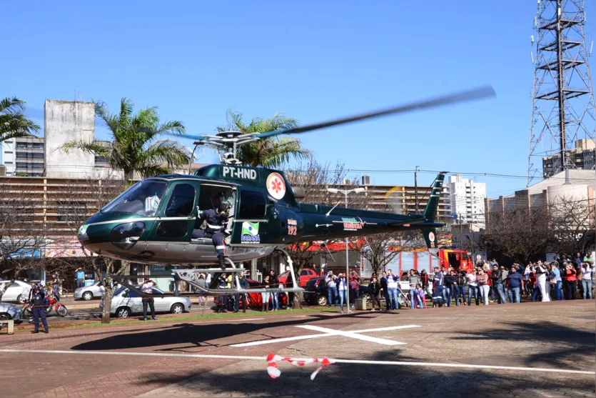  Helicóptero do Samu participou da simulação. Foto: Delair Garcia 
