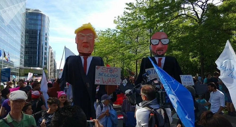 Protesto contra Donald Trump na Bélgica - Foto: Sputinik/Alemanha