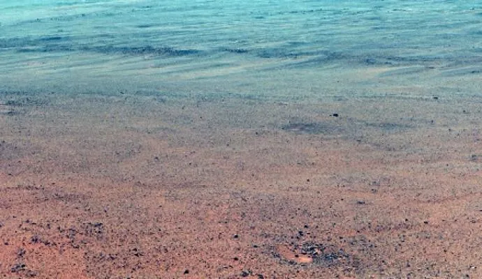 Nova foto, tirada pouco depois do "périplo" da Opportunity pelo solo marciano,  revela uma paisagem muito parecida com uma praia na Terra Foto: NASA / JPL-Caltech / Cornell / Arizona State Univ.