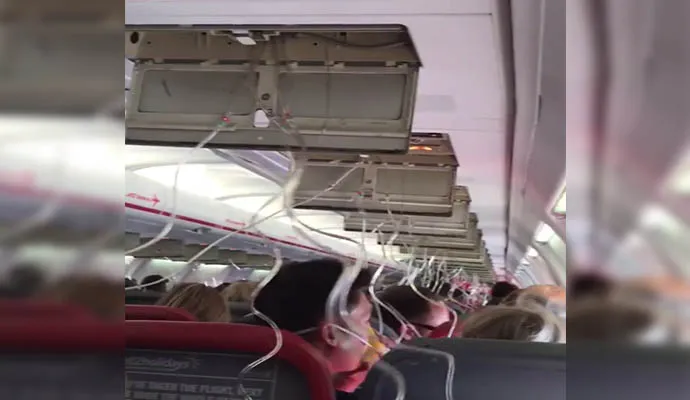 Passageira filma momentos de pânico de quase queda de avião; veja vídeo