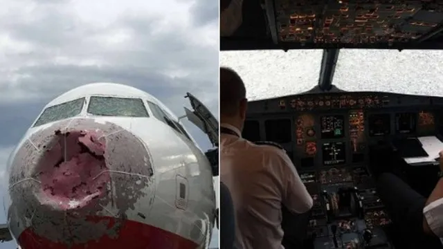  Bico da aeronave e o vidro da cabine do avião ficaram destruídos - Foto: Reprodução/Twitter