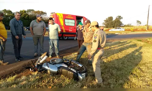 Acidente na PR 466 deixa motoqueiro ferido