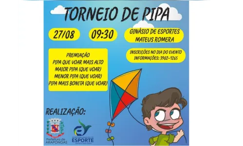 
							Arapongas sedia torneio de pipa neste domingo 
						
						
