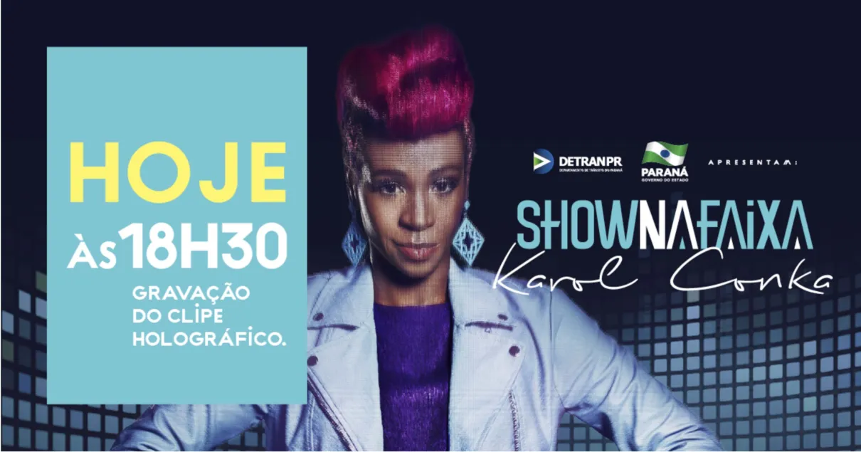 A campanha “Show na Faixa” vai levar uma apresentação da rapper curitibana Karol Conká, de forma gratuita. Foto: Divulgação