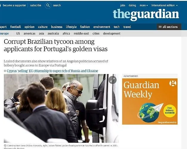  Investigados na Lava Jato compram imóveis em Portugal para obter visto permanente, segundo o jornal britânico The Guardian - Foto: Reprodução
