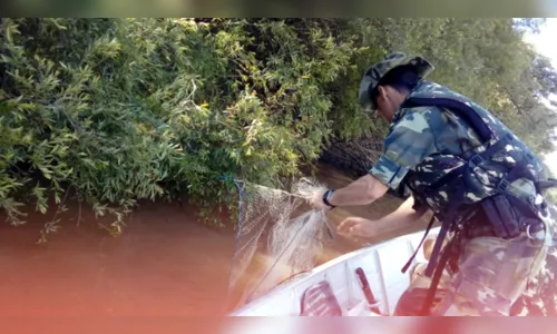 Polícia Ambiental apreende 86 metros de redes usadas em pesca predatória